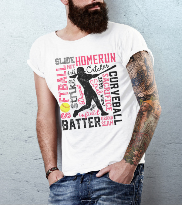 Softball Batter Homerun Catcher Strike Curveball Grand Slam Infield T-Shirt