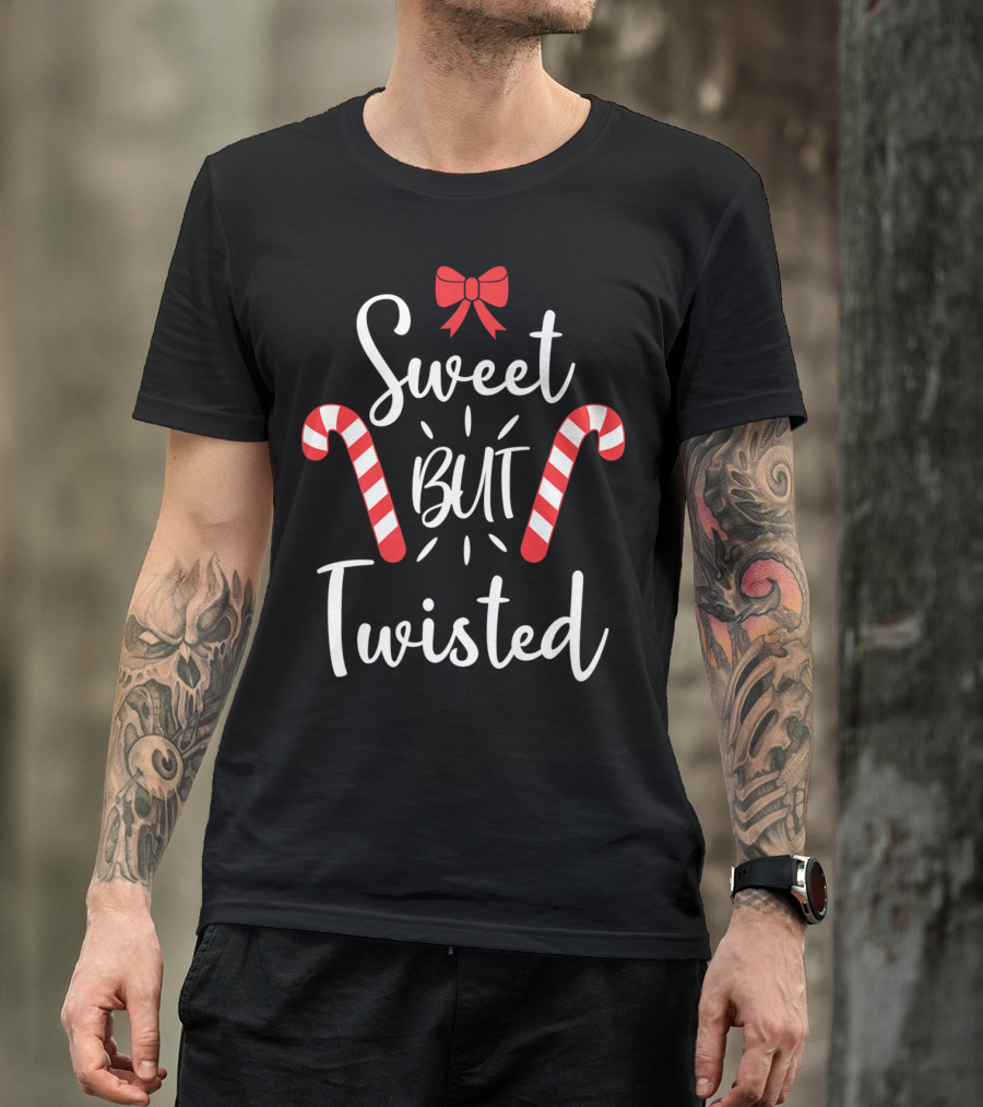 Sweet But Twisted Christmas Candy Cane Bow T-Shirt