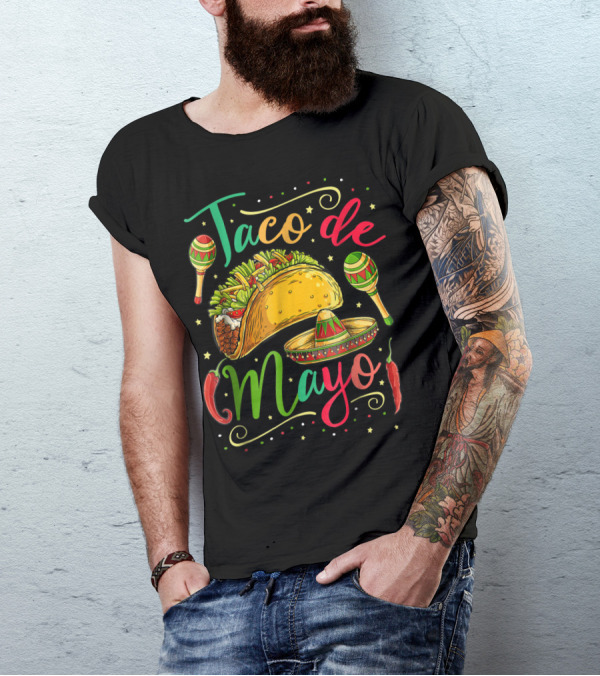 Taco De Mayo Cinco De Mayo Festive Maracas Sombrero Peppers T-Shirt