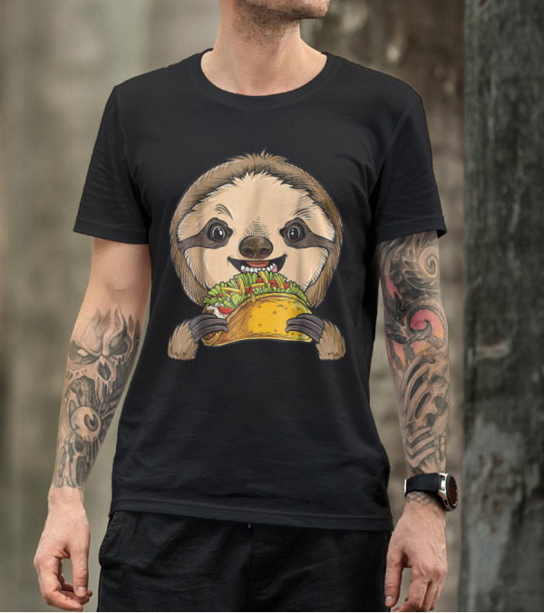 Sloth Enjoying A Taco Animal Tacos Lover T-Shirt