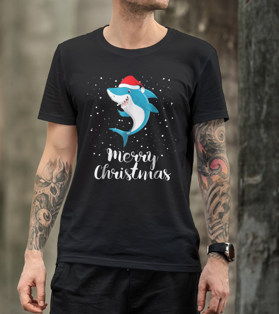 Merry Christmas Shark Funny Christmas Matching Family Group T-Shirt
