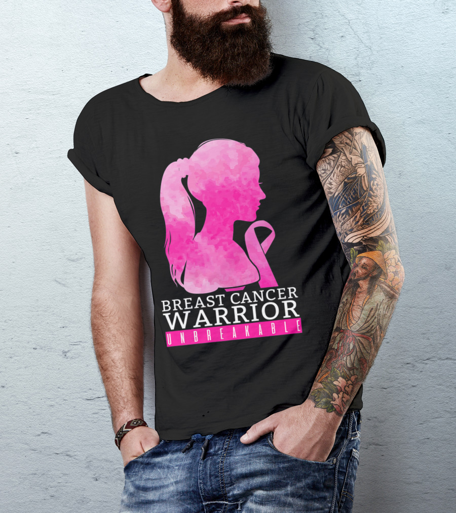 Breast Cancer Warrior Unbreakable Pink Ribbon T-Shirt