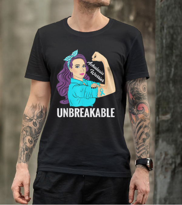 Achalasia Warrior Unbreakable Rosie The Riveter Style Awareness T-Shirt