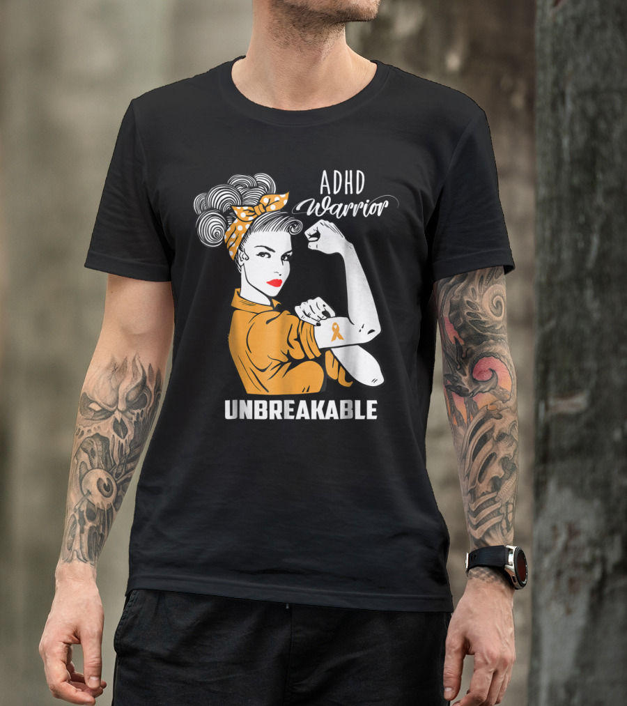 ADHD Warrior Unbreakable Ribbon Awareness Rosie T-Shirt
