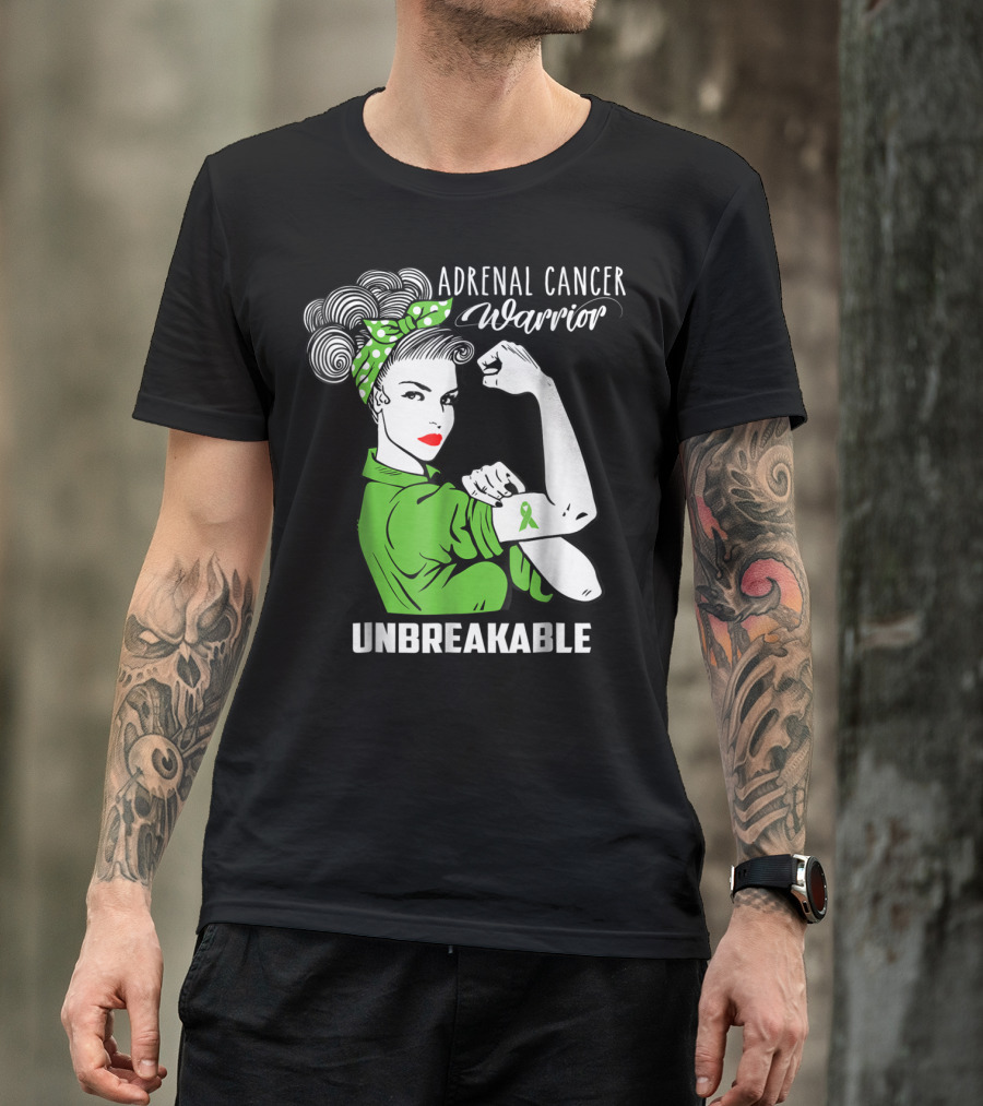 Adrenal Cancer Warrior Unbreakable Awareness Ribbon Strength T-Shirt