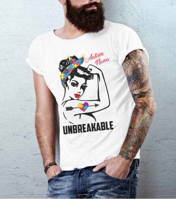 Autism Nana Unbreakable Puzzle Heart Bandana T-Shirt