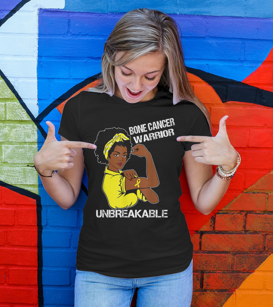 Bone Cancer Warrior Yellow Ribbon Unbreakable T-Shirt