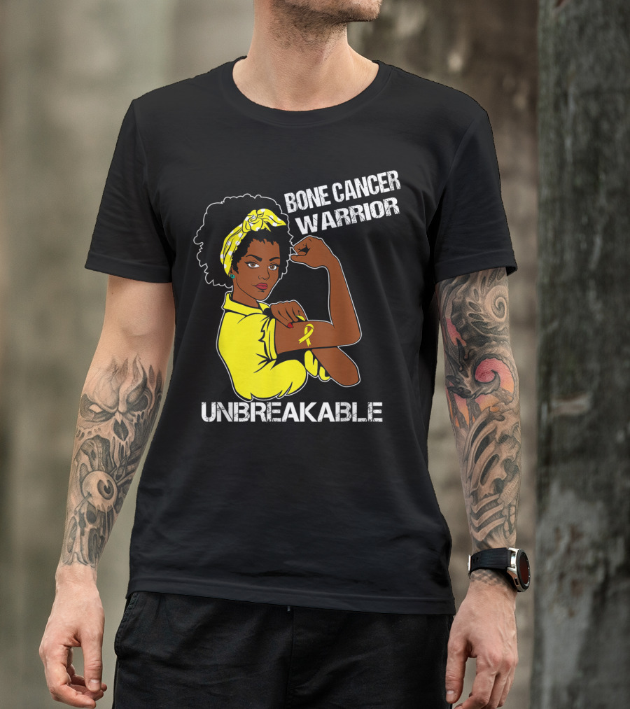 Bone Cancer Warrior Yellow Ribbon Unbreakable T-Shirt