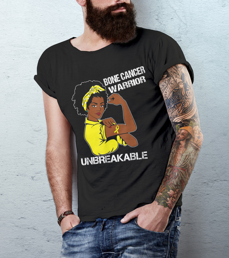 Bone Cancer Warrior Yellow Ribbon Unbreakable T-Shirt