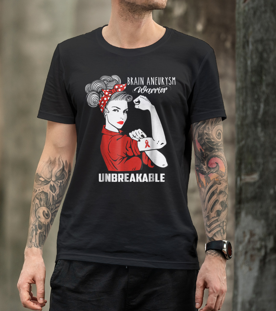 Brain Aneurysm Warrior Unbreakable Awareness Ribbon Strength T-Shirt