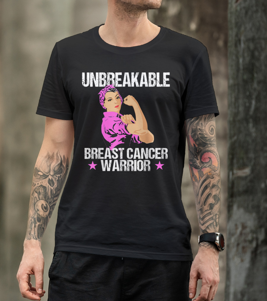 Unbreakable Breast Cancer Warrior Pink Awareness T-Shirt