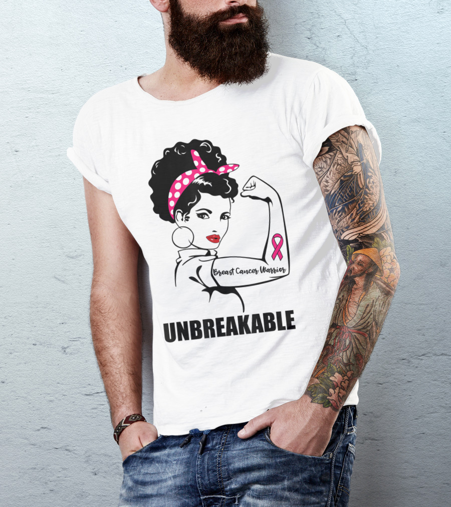 Breast Cancer Warrior Unbreakable Pink Ribbon Strength T-Shirt