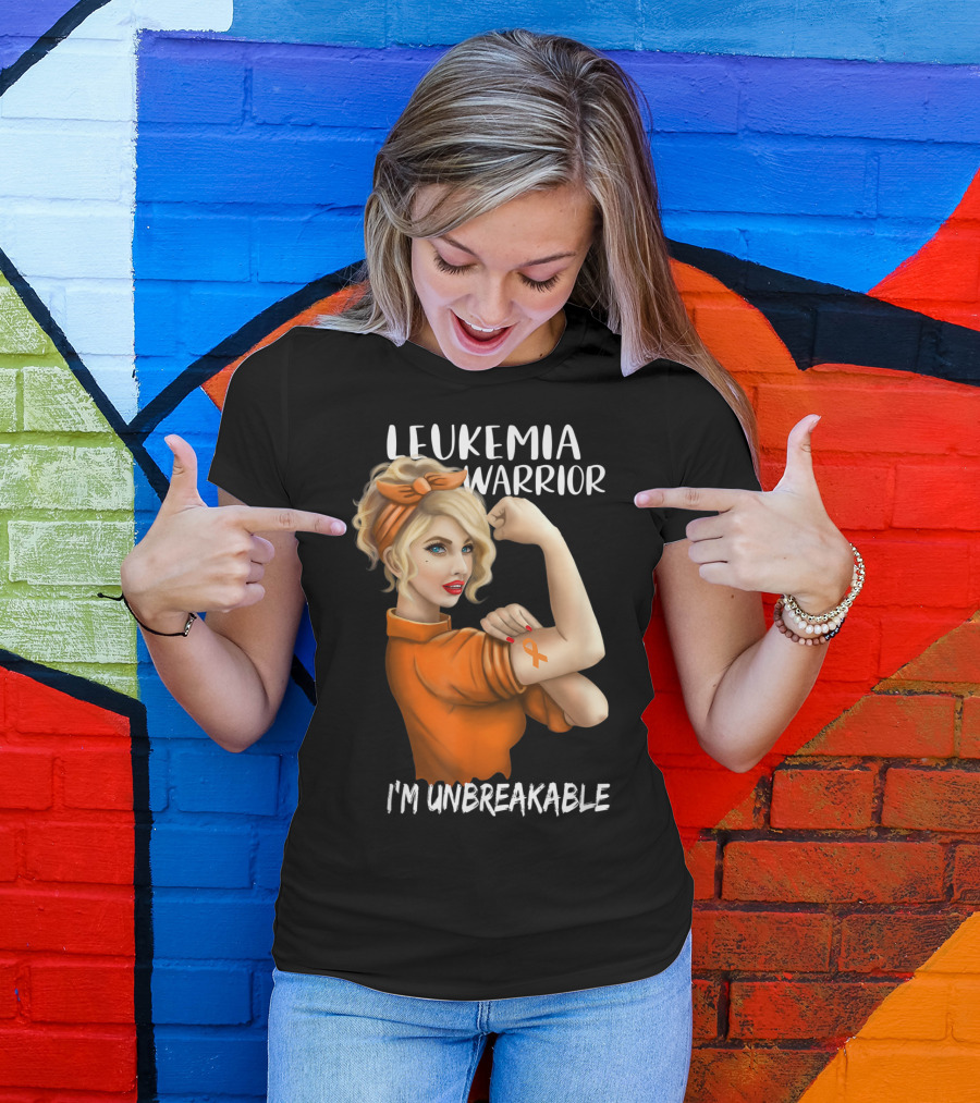 Leukemia Warrior Orange Ribbon I'm Unbreakable T-Shirt