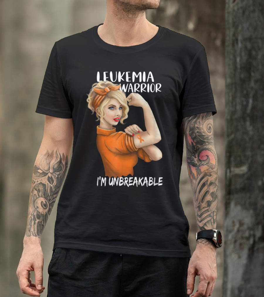Leukemia Warrior Orange Ribbon I'm Unbreakable T-Shirt