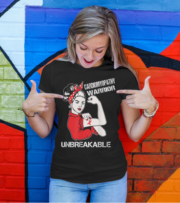 Cardiomyopathy Warrior Unbreakable Rosie Riveter Red T-Shirt