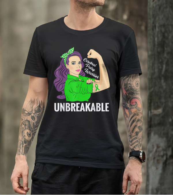 Cerebral Palsy Warrior Unbreakable Ribbon Strength T-Shirt