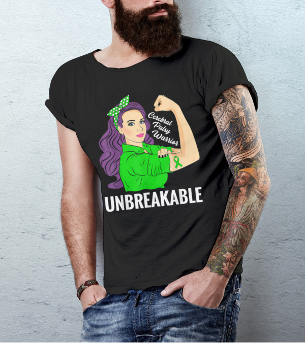 Cerebral Palsy Warrior Unbreakable Ribbon Strength T-Shirt