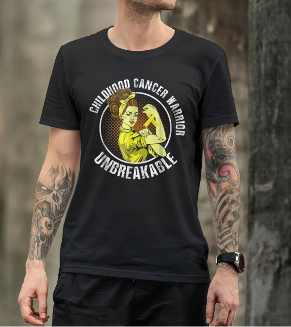 Childhood Cancer Warrior Unbreakable Rosie T-Shirt