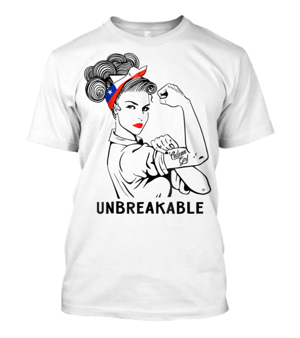 Chilean Girl Unbreakable Rosie Riveter Heritage With Chile Flag Bandana T-Shirt