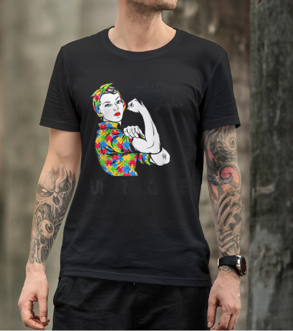 Autism Jaja Unbreakable Puzzle Pattern Rosie Autism Awareness T-Shirt