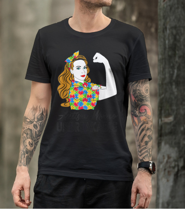Autism Mamo Unbreakable Puzzle Piece Awareness T-Shirt