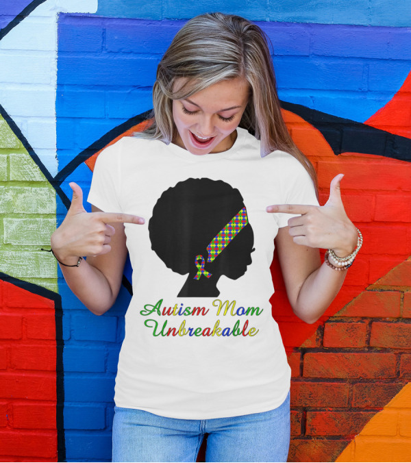 Autism Mom Unbreakable With Puzzle Ribbon Headband T-Shirt
