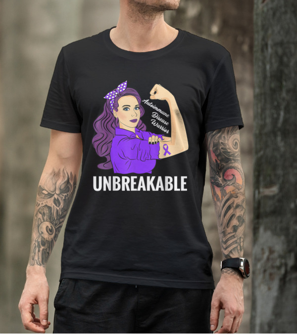 Autoimmune Disease Warrior Unbreakable Rosie The Riveter T-Shirt