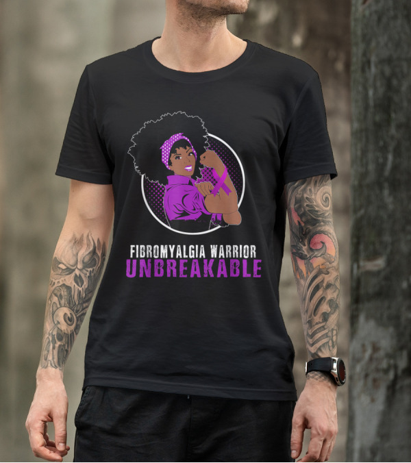 Fibromyalgia Warrior Unbreakable With Black Girl Power T-Shirt