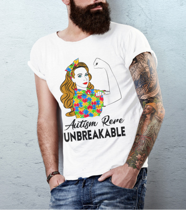 Autism Rere Unbreakable Rosie The Riveter Puzzle T-Shirt