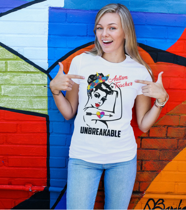 Autism Teacher Unbreakable Puzzle Heart Support Autism T-Shirt