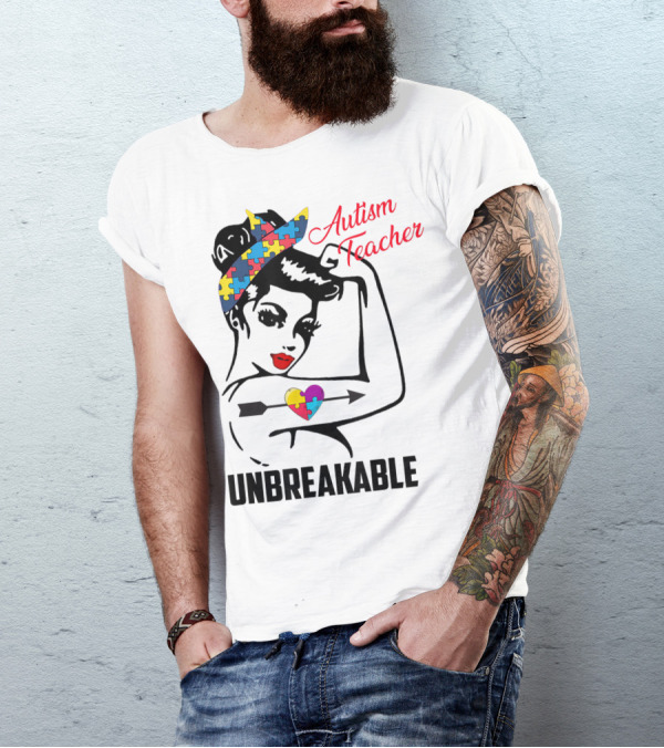 Autism Teacher Unbreakable Puzzle Heart Support Autism T-Shirt