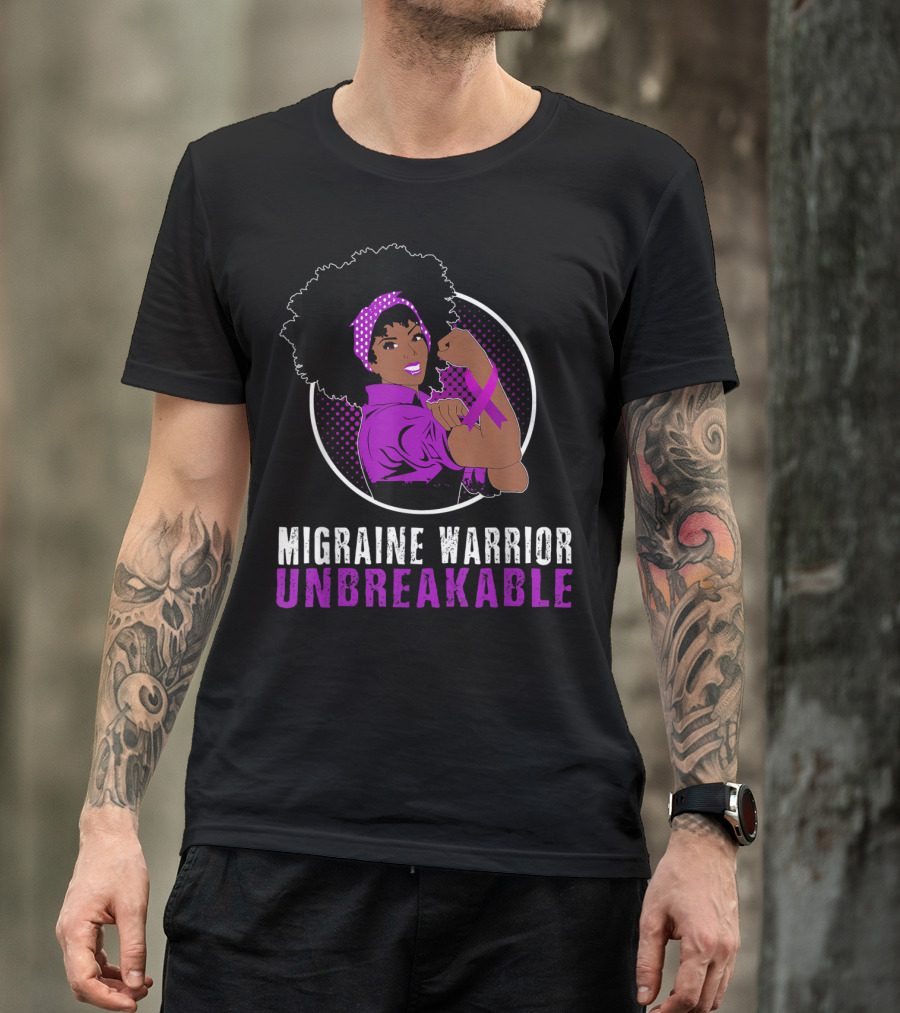 Black Girl Migraine Warrior Unbreakable Strength Empowerment T-Shirt