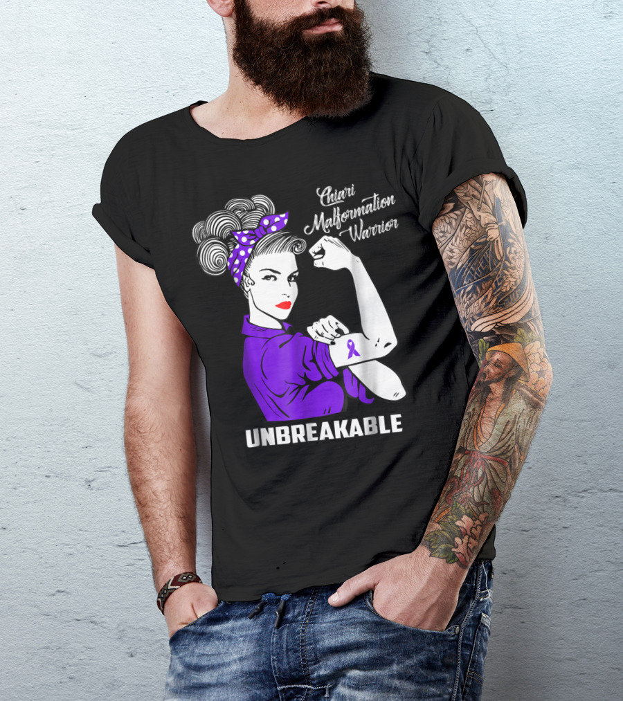 Chiari Malformation Warrior Unbreakable Rosie The Riveter T-Shirt