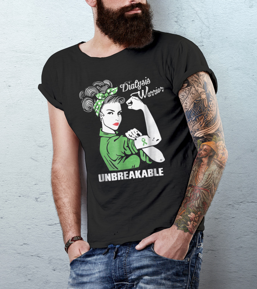 Dialysis Warrior Unbreakable Rosie The Riveter Awareness T-Shirt