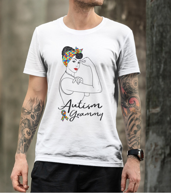 Autism Grammy Unbreakable Puzzle Ribbon Awareness Rosie T-Shirt
