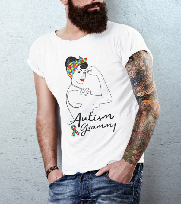 Autism Grammy Unbreakable Puzzle Ribbon Awareness Rosie T-Shirt