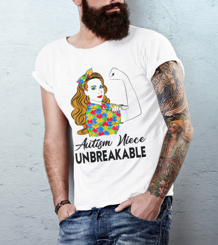 Autism Niece Unbreakable Puzzle Pattern Awareness 2W T-Shirt