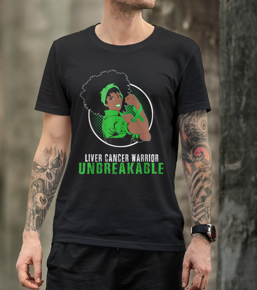 Liver Cancer Warrior Unbreakable Black Girl Strength T-Shirt
