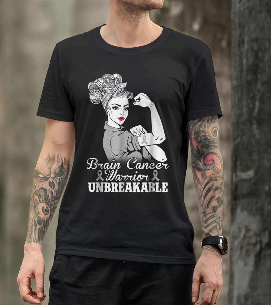 Brain Cancer Warrior Unbreakable Awareness T-Shirt
