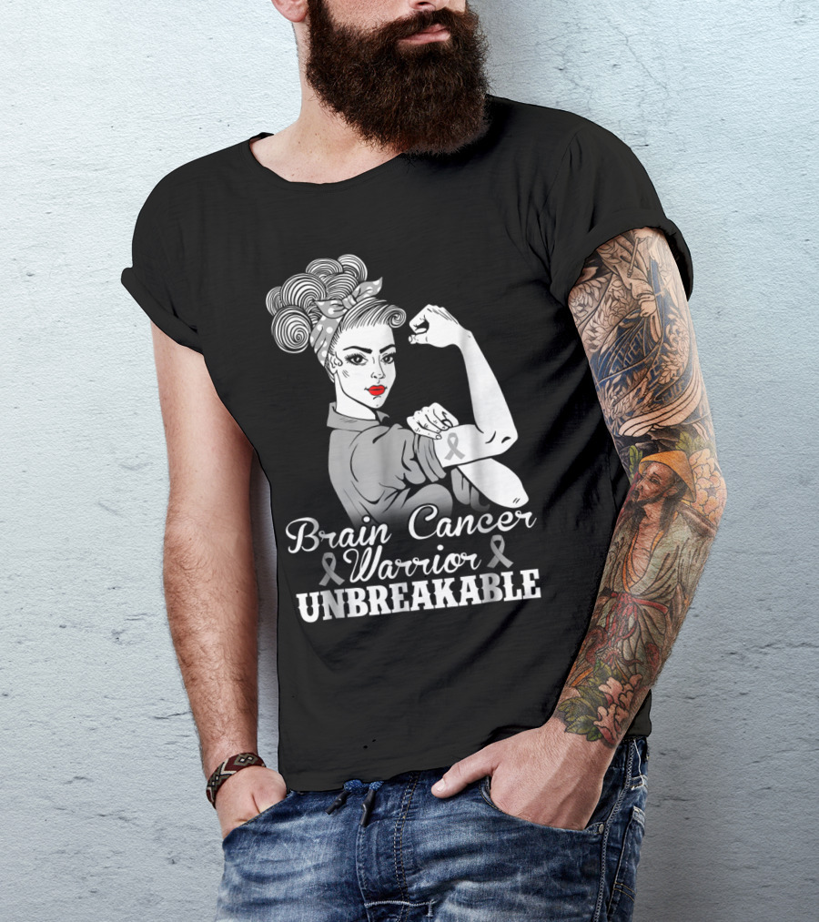 Brain Cancer Warrior Unbreakable Awareness T-Shirt