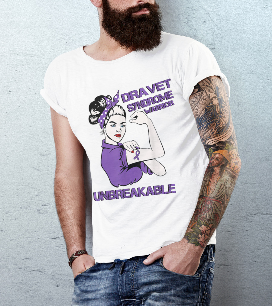 Dravet Syndrome Warrior Unbreakable Rosie Riveter Style Purple T-Shirt