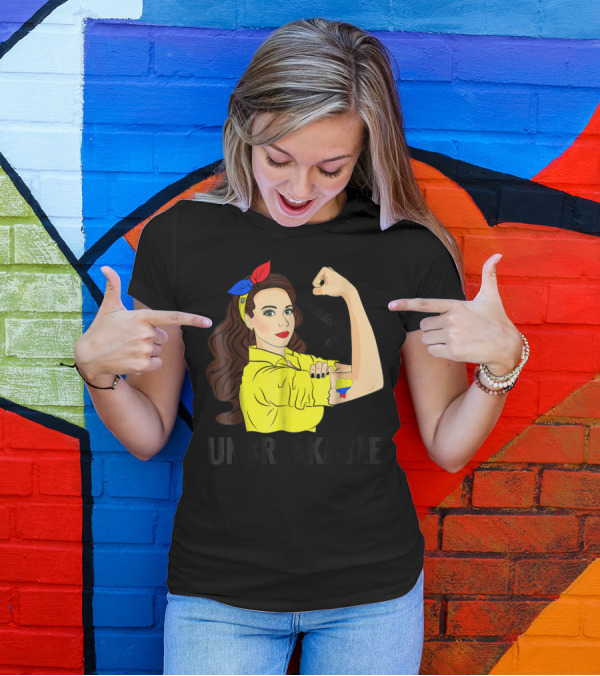 Ecuadorian Girl Unbreakable Strength With Ecuador Flag Colors T-Shirt