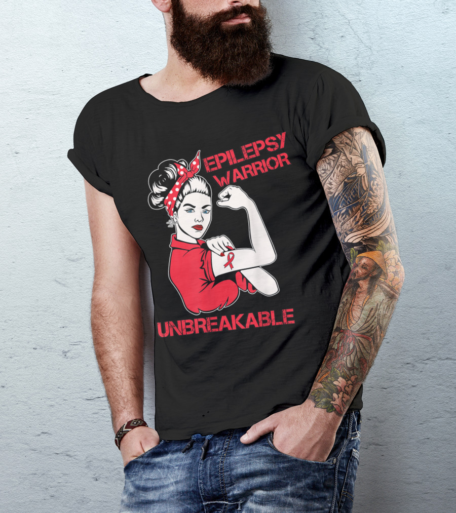 Epilepsy Warrior Unbreakable Rosie The Riveter Inspired T-Shirt