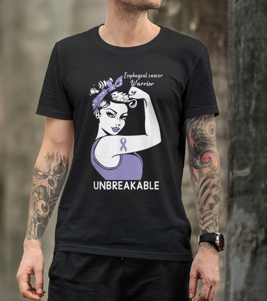 Esophageal Cancer Warrior Unbreakable Strength Ribbon T-Shirt
