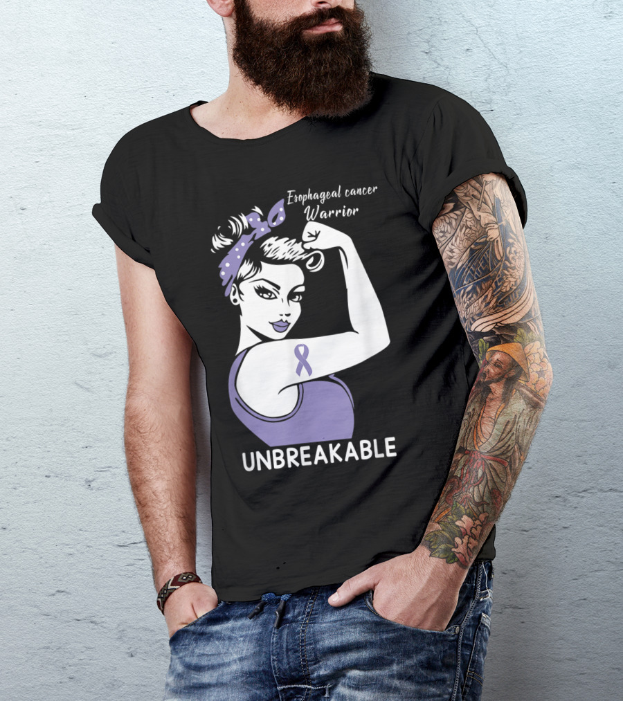 Esophageal Cancer Warrior Unbreakable Strength Ribbon T-Shirt