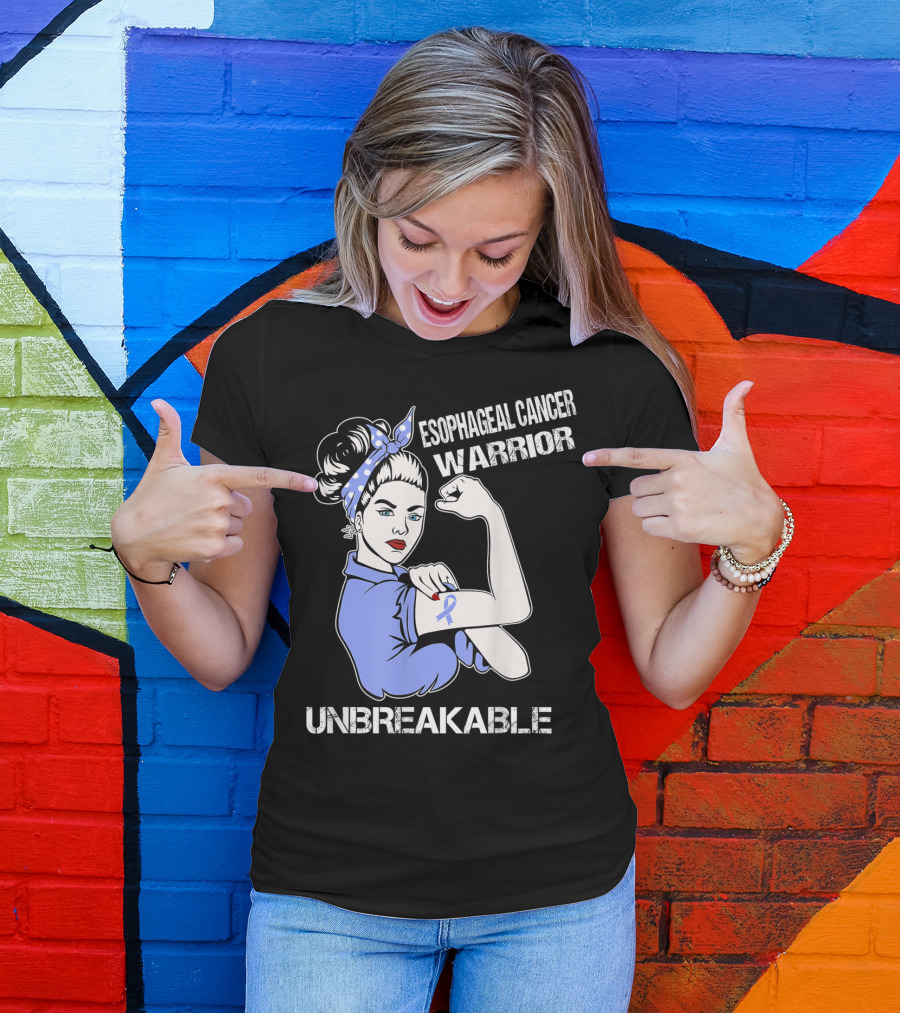 Esophageal Cancer Warrior Unbreakable Rosie The Riveter T-Shirt