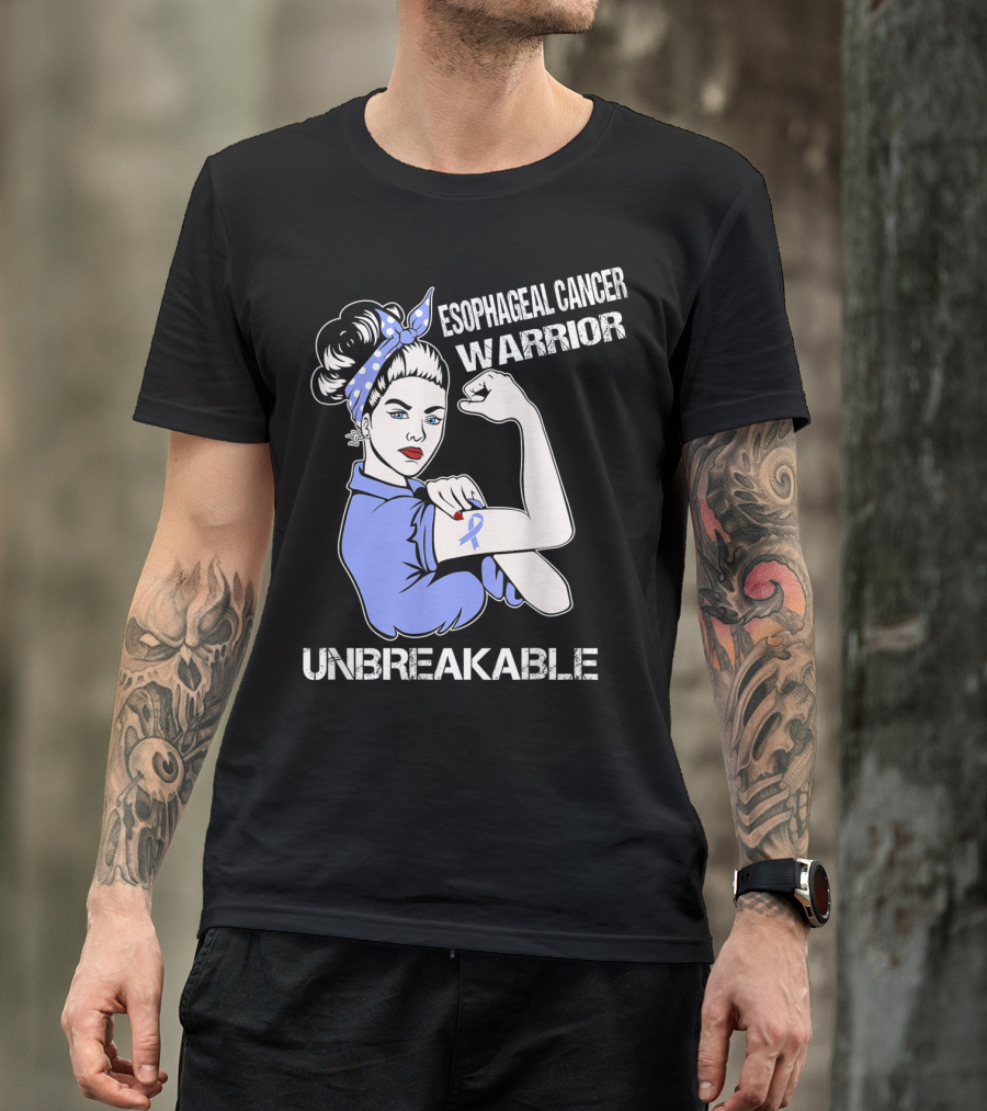 Esophageal Cancer Warrior Unbreakable Rosie The Riveter T-Shirt