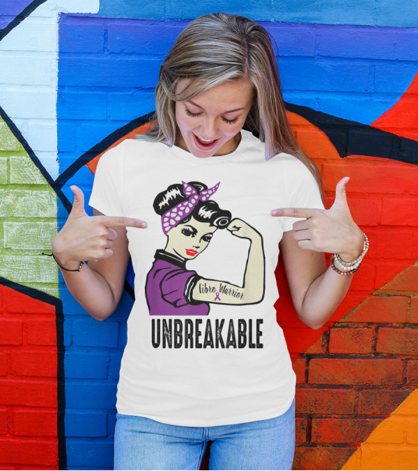 Unbreakable Fibro Warrior Rosie The Riveter Fibromyalgia Awareness T-Shirt