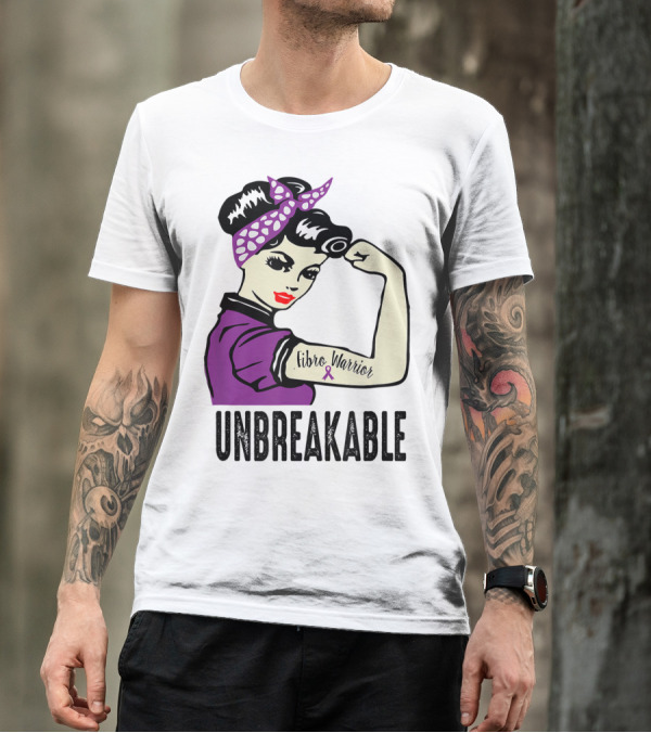 Unbreakable Fibro Warrior Rosie The Riveter Fibromyalgia Awareness T-Shirt