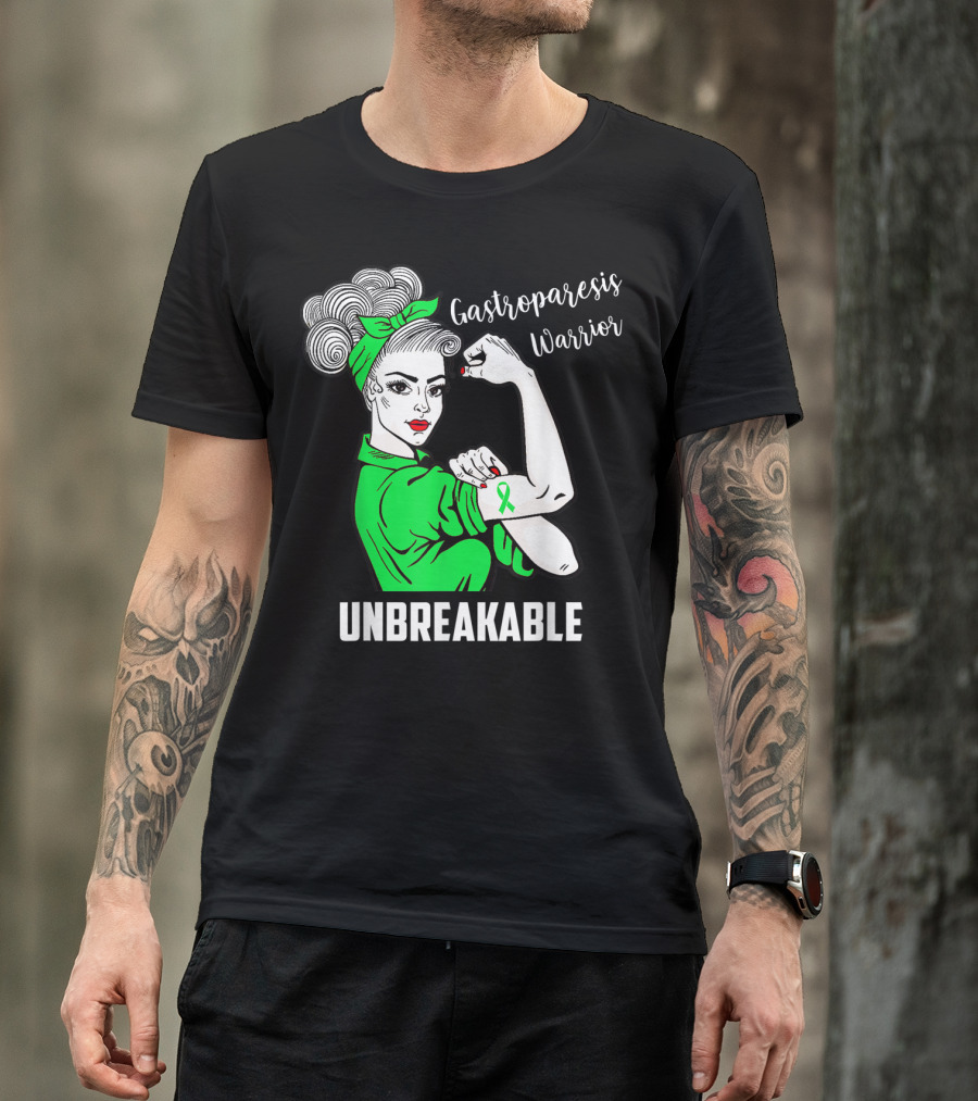 Gastroparesis Warrior Unbreakable Awareness Ribbon Strength T-Shirt